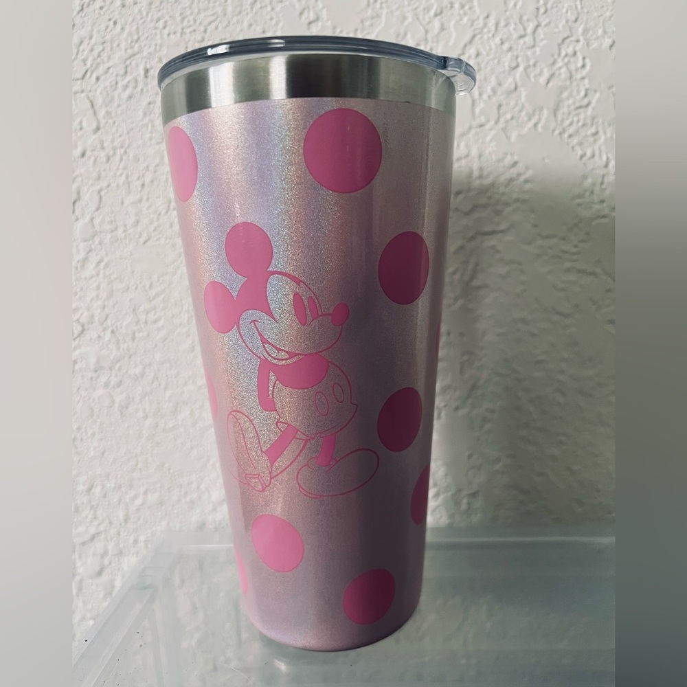 Disney Parks Mickey Mouse Polka Dot Piglet Pink Travel Tumbler 19oz